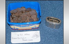 A Collection Of Approximately 450 Victorian One Penny Coins. together with a Martins Bank Limited