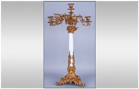 Ormolu Grape and Vine Theme Mounted Five Branch Candleabrum. With Art Nouveau features and tripod