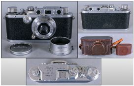 Leica IIIa Camera c1938 D.R.P Ernst Leitz Wetzlar No 302196 Chrome, with a Leitz Elmar f=5cm lens No