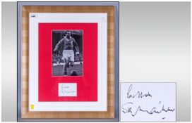 Stanley Matthews Framed Signature & Photograph. 18.5x22.5"