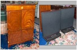 A Mahogany Music Centre Cabinet, 53x39x20" containing a technics stereo amplifier, pioneer stereo