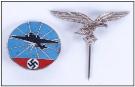 WW2 German L/W Bomber Badge & L/W Stick Pin