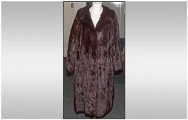 Ladies Three Quarter Length Ermine Coat, fully lined. Hook & Loop fastening, Collar with revers.