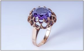 Gold Dress Ring Set With A Central Colour Changing Gemstone (Approx 6.00ct) Ranging From Mystic Blue