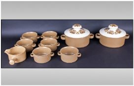 Midwinter Studio Pottery Soup Set comprising two tureens and seven bowls.