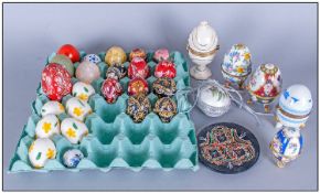 Mixed Selection Of Painted Egg, some ceramics & marble. Approximately 29.