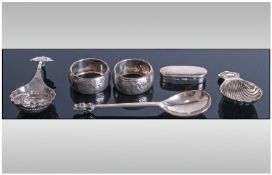 A Small Collection Of Silver Items, six items, 4 ozs in total. Comprises; 1, Dutch 19th century