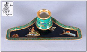 Art Deco Carlton Ware Ink Stand . Matt black with Chinoiserie Pattern of Pagodas and Bridges in