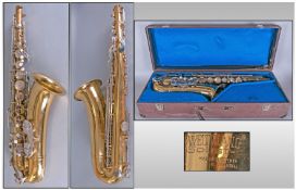 Weltklang Solist Brass Saxophone, Marked `Markneukirchen Klingenthal`. In case.