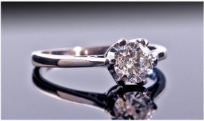 18ct White Gold Diamond Solitaire, Set with a Round Modern Brilliant Cut Diamond, Claw Set, Fully
