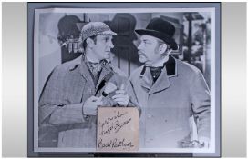 Sherlock Holmes, Autographs Of Basil Rathbone And Nigel Bruce On Vintage Page, 1940`s.