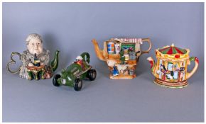 A Good Collection Of Large Vintage Handmade & Painted Novelty Teapots, 4 in total, 1. Coronation St