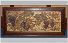 H.G Hiller Painting On Wood Panel, grapes and vines intertwined, in the Arts and Crafts style, in a