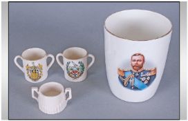 Royal Doulton Coronation Commemorative Tumbler, for George V and Mary 1911. Together with three