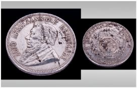 Silver Kruger 5 Shillings, dated 1892.