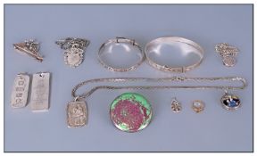 A Vintage Collection Of Assorted Silver Jewellery, comprising silver St Christopher pendant &