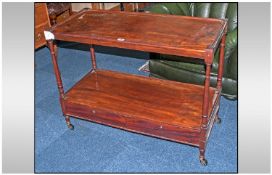 19th Century Mahogany Trolley/Buffet, Two Shelves Above Two Short Draws, Turned Supports, Raised On