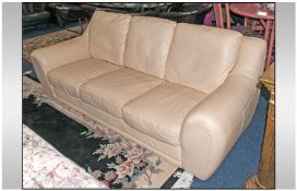 Italian Style Contemporary `Camel` coloured 3 seater Leather sofa. Fixed seat cushions and back.