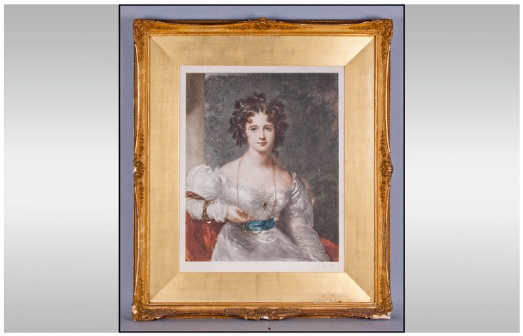 A Coloured Limited Edition, Print by Frost and Reed, London, of an Elegant Lady In Gilt Frame,