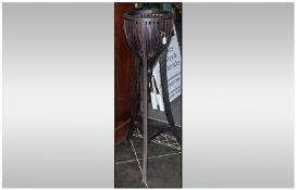 Stained Mahogany Plant Stand. Height 46 Inches.