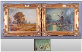 Two Late 19th/Early 20th Century Continental Oils On Canvas. Country landscapes. Each 10 x 12