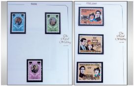 3 Stamp Albums. Souvenir stamp albums The Royal Wedding to July 1981, mint commonwealth stamps.
