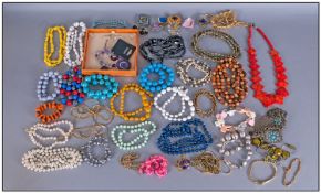 A Collection of Assorted Costume Jewellery, Including Mainly Beads, Necklaces and Gold Plated
