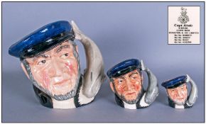 Royal Doulton Character Jugs, Set Of Three. 1, Captain Ahab, large, D 6500, designer Gary Sharpe,