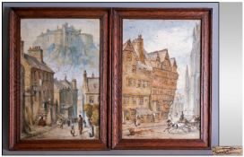 Pair of Scottish Paintings. Framed and mounted behind glass. Signed Sanderson. One a view of