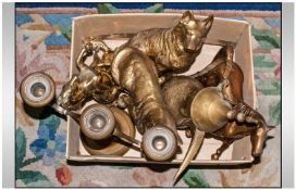 Collection of Assorted Brass Items, Including animal figures, candelabra etc.