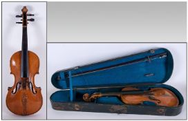 Late 19th/Early 20th Century Factory Made Violin. Split to the main body, golden tone colour,