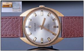 Excalibur Gents Vintage Watch In A Box, on original leather strap. 17 jewels, waterproof, anti-