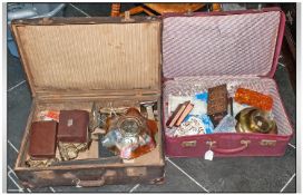 Two Cases of assorted Ceramics including Brassware, Whitefriars, Books, figures etc