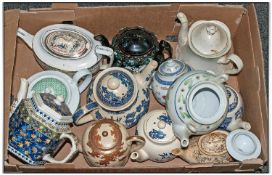 Collection of 12 Assorted Ceramic Teapots. Various Shapes and Sizes