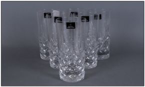 Set of Six Royal Doulton Glass Tumblers. 6`` Height. Original Labels to glass