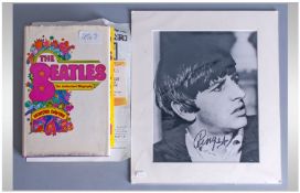 The Beatles Items. Autographs including Ringo Starr, Pete Best, Hunter Davies.