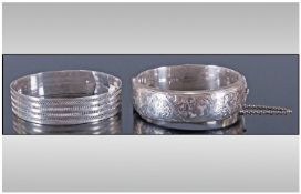 Early 20th Century Silver Bangles, 2 in total. Fully Hallmarked. 50.9 grams.