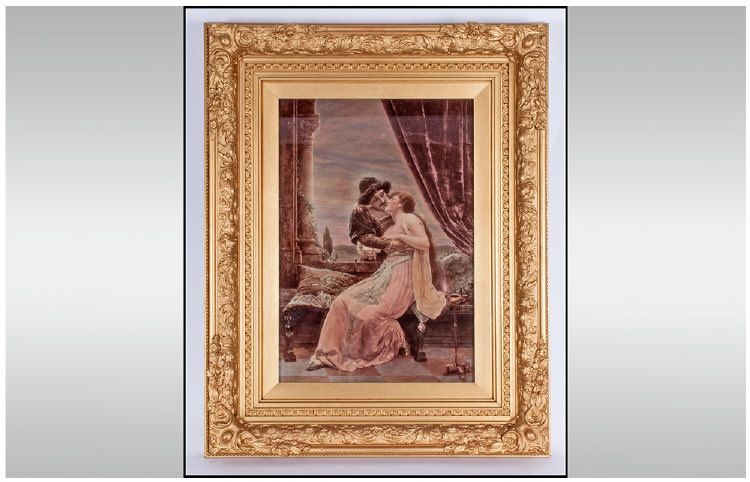 A Large And Impressive 19th Century Crystoleum, depicting Romeo and Juliet, mounted and framed