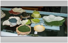 Collection of Various Pieces of Carlton Ware Hand painted Australian Design. Leaf Shaped Dishes