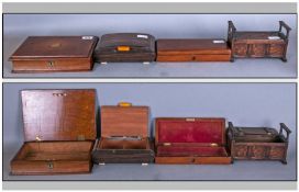 Four Misc Boxes, Comprising One Oak Lidded Box Shaped in the shape of a book, One Art deco