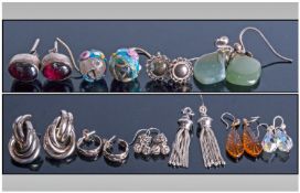Collection Of Ladies Victorian Drop Earrings, 10 Pairs In Total. Some gem set.