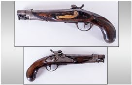 19th Century Percussion Pistol, with ramrod, steel mounts, walnut stock, stock stamp impressed 24,