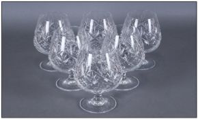 Marks & Spencer Loire Crystal Drinking Glasses. Comprising six brandy glasses. 24% Lead Crystal,