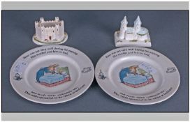 Two Small Coalport Staffordshire Style Buildings, `The Towers` and `The Keep`, plus pair of