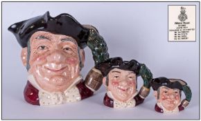 Royal Doulton Character Jugs, Set Of Three, 1. Mine Host, large, D6468, 7`` in height. Designer Max