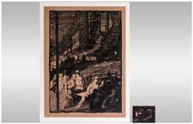 Frank Brangwyn (British 1867-1956). ``The Mine`` Original auto-lithograph. 13 x 9.5 inches