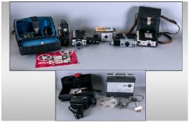 Collection of Camera`s/ Movie makers- includes Chinon 506 boxed, Quartz 2 boxed with lenses and