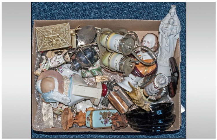 Box of Assorted Miniatures and Trinkets including Noritake, Oriental etc