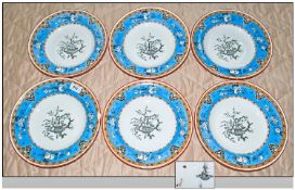 Collection Of 6 Minton Cabinet Plates. Impressed and printed mark to base, numbered C 1761.