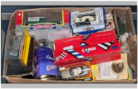 Box Containing A Large Quantity Of Mixed Diecast Models, Lots Boxed Others Played With Condition